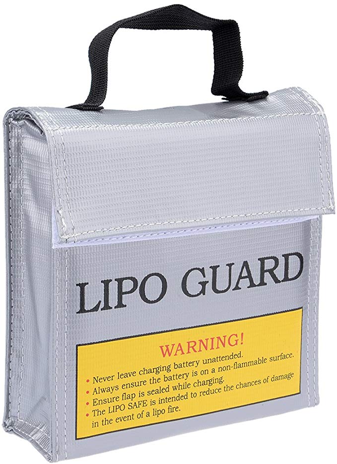 sourcingmap® Fireproof RC Lipo Bag Lipo Battery Storage Charging Safe Bag Pouch Sack Sleeve Bag for Charge & Storage 155mm x 50mm x 155mm Large Silver