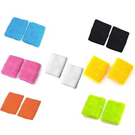 COSMOS ® 7 Pair Cotton Sports Basketball Wristband / Sweatband Wrist Sweat band/Brace