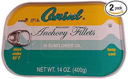 Consul Anchovy Fillets, Flat, 14 Ounce (Pack of 2)
