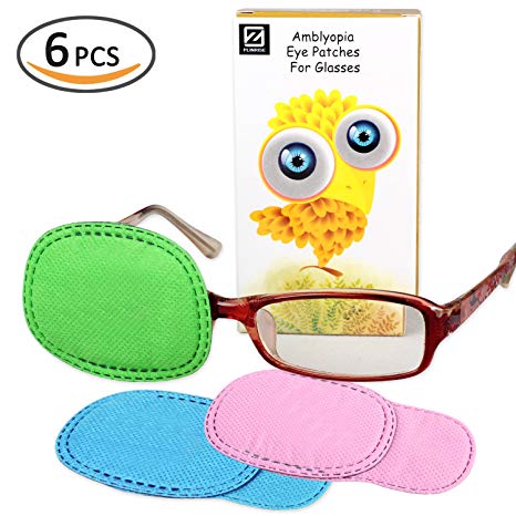 Plinrise 6 PCS Amblyopia Eye Patch For Glasses, Treat Lazy Eye, Amblyopia And Strabismus, Eye Patch For Children, Regular Size (3 Colors)