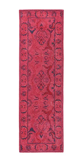 Rivet Pink Global Floral Wool Rug, 2'8'' x 8', Pink