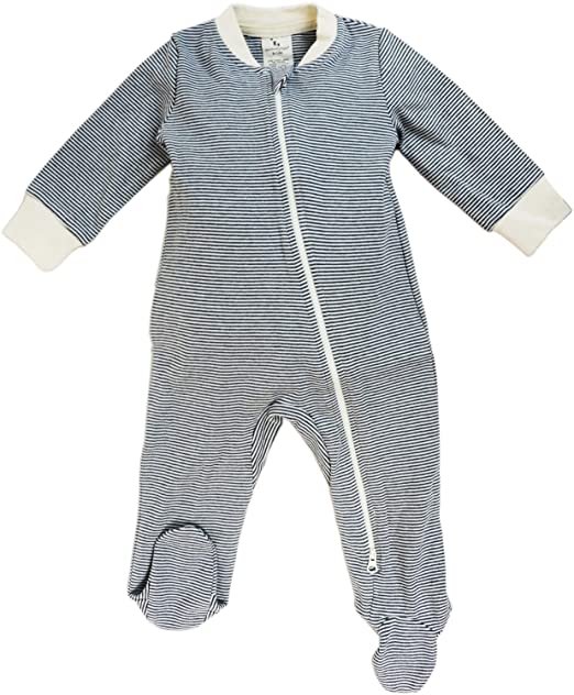 DorDor & GorGor Organic Zip Front Sleep 'N Play, Unisex Baby Footed Pajamas, Cotton