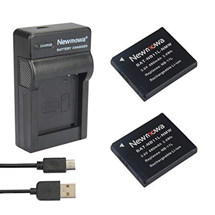 Newmowa® NB-11L Battery (2-Pack) and Portable Micro USB Charger kit for Canon NB-11L and Canon PowerShot A2300 IS, A2400 IS, A2500, A2600, A3400 IS, A3500 IS, A4000 IS, ELPH 110 HS, ELPH 115 HS, ELPH 130 HS, ELPH 320 HS, ELPH 340 HS (2 batteries 1 charger)