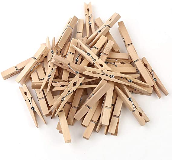 46pcs Wooden Clothespins Multi-Function Wood Photo Paper Peg Pin Craft Clips for Home School Arts Crafts Decoration