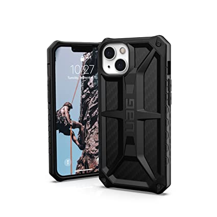 Urban Armor Gear UAG iPhone 13 Case, Monarch Feather-Light Premuim Rugged Protective Case/Cover Designed for iPhone 13 (6.1-inch) 2021, Wireless Charging Compatible - Carbon Fiber