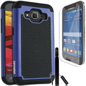 COVRWARE® Samsung Galaxy Core Prime / Prevail LTE, 3 in 1 Bundle - [Armor Defender Series] Dual Layer Protective Case [ Shockproof ][ Screen Protector ][ Stylus Pen ] - Blue (CW-G360-SK02)