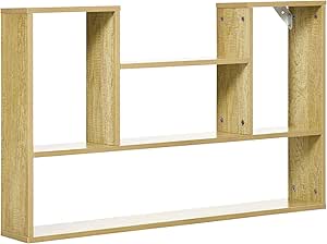 HOMCOM Estantería de Pared con 4 Compartimentos Estante Flotante de Madera Repisas de Pared para Salón Dormitorio Estudio Pasillo 100x15x60 cm Natural