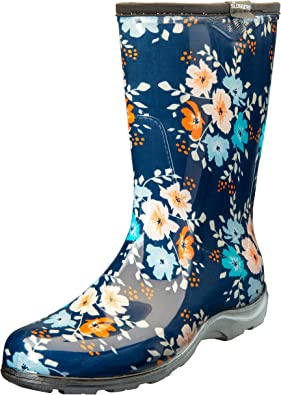 Sloggers Waterproof Garden Rain Boots for Women - Cute Mid-Calf Mud & Muck Boots with Premium Comfort Support Insole
