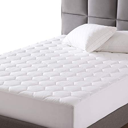 EXQ Home Mattress Pad Cal King Size Quilted Mattress Protector Fitted Sheet Mattress Cover for Bed Stretch Up to 18” Deep Pocket (Hypoallergenic, Breathable, Antibacterial)