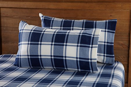 Great Bay Home Super Soft Extra Plush Plaid Polar Fleece Sheet Set. Cozy, Warm, Durable, Smooth, Breathable Winter Sheets with Plaid Pattern. Dara Collection By Brand. (Twin, Navy)
