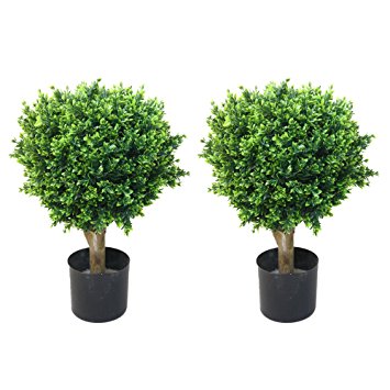 Pure Garden Pair Hedyotis Single Ball Topiary, 24-Inch