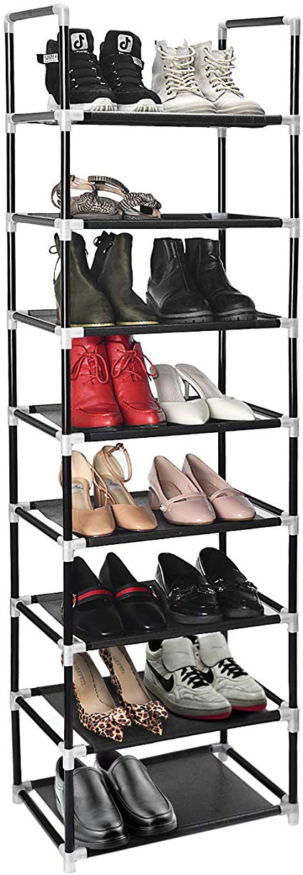 Herron Shoe Rack Organizer 8 Tiers, Stackable and Durable Shoe Shelf Storage 16 Pairs Metal Shoe Tower Space Saving 18" x 11.9" x 57.7"