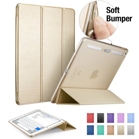 iPad Air 2 Case, ESR® PU Leather Case Ultra Slim with Soft TPU Bumper Edge and Magnetic Auto Wake & Sleep Function for iPad Air 2 / iPad 6th Generation (Champagne Gold)