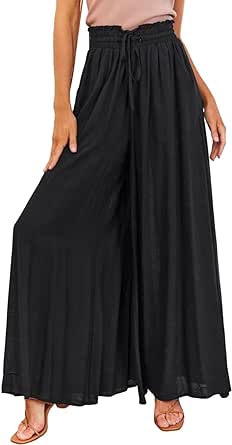 Dokotoo Pants for Women Casual Elastic Waist Wide Leg Pants with Pockets