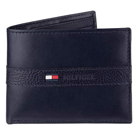 Tommy Hilfiger Men's Thin Sleek Casual Bifold Wallet with 6 Credit Card Pockets and Removable Id Window