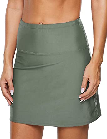 Hilor Women's High Waisted Swim Bottom Swim Skirt Skort Bikini Bottom Tankini Swimsuit