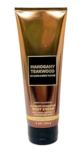 Bath and Body Works Hyaluronic Acid Body Cream For Men 8 Ounce (Mahogany Teakwood)