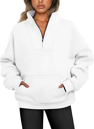 Trendy Queen Sweatshirts Half Zip Pullover Quarter Zip Oversized Hoodies Sweaters Comfy Fall Outfits 2024 Y2K Winter Clothes