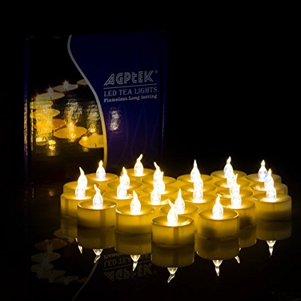 AGPtek® (Lot of 100) Battery-Operated Amber Yellow Flameless LED Tea Light Candles (Batteries Included)