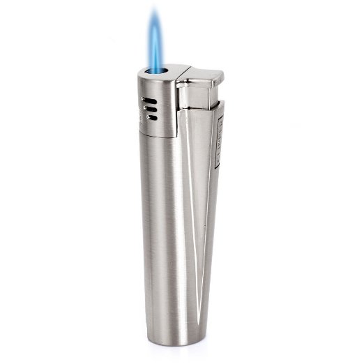 CLIPPER Jet Flame Torch Cigarette Cigar Butane gas Metal Lighter (Silver)