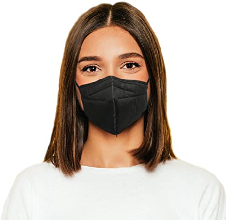 5-Ply Breathable Face Mask - Made in USA - Designed for Smaller Faces| Filtration&gt;99% | Bandanna Replacement | For Travelling, Offices, Business and Personal Care -Obsidian Black (5 pcs)