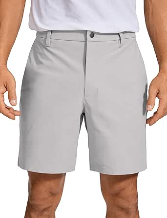 CRZ YOGA Men's All Day Comfy Golf Shorts - 7" Stretch Lightweight Casual Work Flat Front Shorts with Pockets