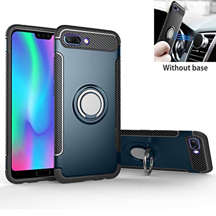 Xiaomi Mi A2 / 6X Case, Rotating Ring Mingwei [ 360 ° Kickstand] Carbon Fiber [Dual Shockproof] Protection Cover Compatible with [Magnetic Car Mount] for Xiaomi Mi A2 (Blue, Mi A2)