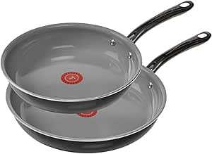 T-fal Preserve Ceramic, Ceramic Non Stick Fry Pan Set 2 Piece, 8.5 & 11-Inch, Oven Broiler Safe 350F, Perfect For Frying, Sautéing, & Searing w/Little To No Oil, Nonstick Skillets, Pans Set, Black