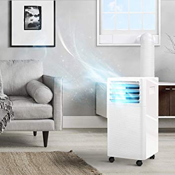 DELLA 9,000 BTU Portable Air Conditioner, LED Display, Remote, Dehumidifier & Fan For Rooms Up to 350-400 Sq.Ft,White
