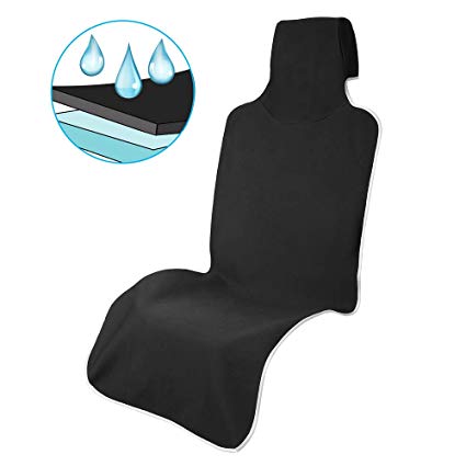 Car Seat Cover Waterproof Car Seat Protector Non-Slip SBR Vehicle Seat Protector, Best Protection for Sweat, Stains & Smell, Fit for Most Sedan Cars, SUVs, Black (59" long x 25.6" wide) (Full Size)