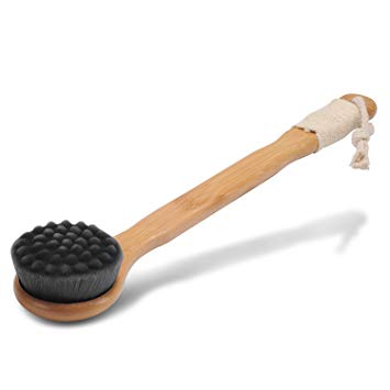 Long Handled Bath Brush with Raised Points for All Type Skins Making Shower More Enjoyable (gray)
