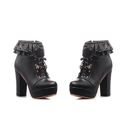 Charm Foot Womens Sweet Lolita Platform Chunky Heel Ankle Boots