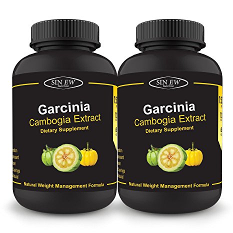 Sinew Nutrition Garcinia Cambogia Extract -(120 Capsules - Pack of 2) 1500 mg Per Serving, 100 % Veg, Pure & Natural Weight Management & Appetite Suppressant Supplement