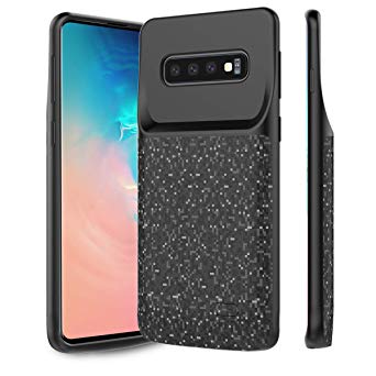BasicStock Samsung Galaxy S10  Battery Case, 5000Ah Extended Battery Rechargeable Backup Fast Charging Case, Impact Resistant Power Bank Juice Full Edge Protection for Samsung Galaxy S10 Plus (Black)