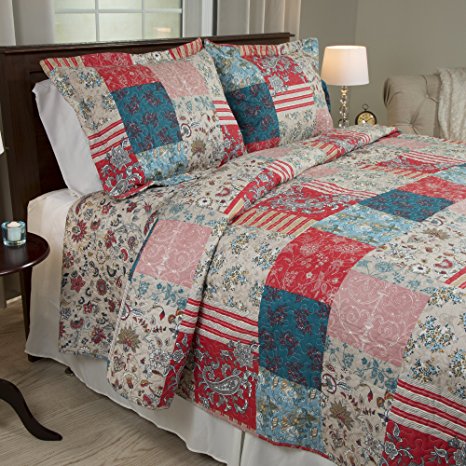 Lavish Home 3 Piece Mallory Quilt Set, King