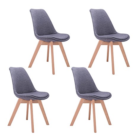 CO-Z Mid Century Modern Dining Chairs, Modern Eames DSW Eiffel Side Chair for Kitchen (Sets of 4, Gray)