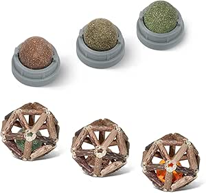 Potaroma 3 Catnip Balls and 3 Silvervine Cage Balls Bundle