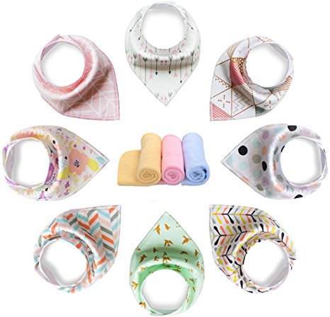 YOOFOSS Baby Bandana Drool Bibs Scarves Unisex 8 Pack Gift Set for Teething and Drooling, 100% Organic Cotton, Soft and Absorbent for Boys and Girls