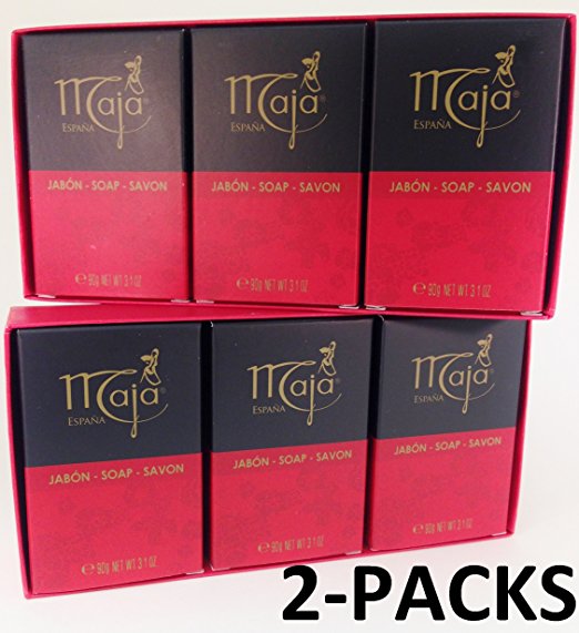 Maja Soap Sets Rectangle (3 x 3.1 Oz. Each) 18.6 Oz Total-2-PACKS(Sets) of 3 Soaps- - Jabon Perfumado