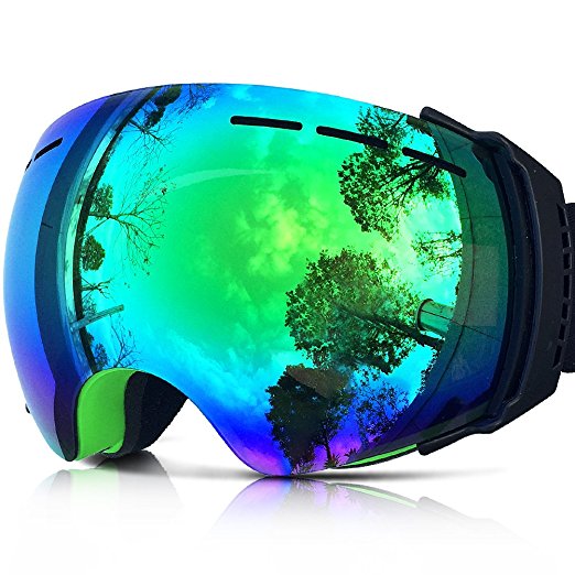 ZIONOR iSki 3X Ski Goggles for Amateur Avid Professional with Anti-fog UV400 Protection PC Oversize Dual-layer Lens TPU Frame Helmet Compatible for Ski Snowboard Skate Adult Men and Women