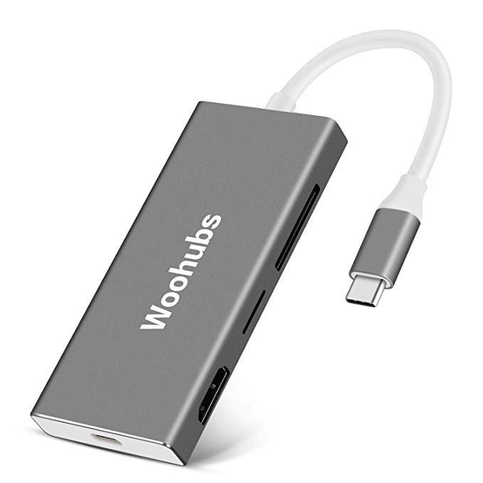USB C Hub to HDMI Adapter - USB C Adapter Compatible with MacBook Pro 2018/17/16, MacBook Air 2018, 7 in 1 USB-C Hub with 4K HDMI, 3 USB 3.0, SD Micro SD Card Reader, Type C Charging (Space Gray)