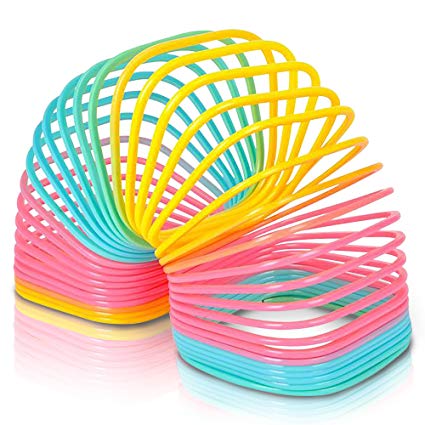 Jumbo Square Coil Spring Toy for Kids | Giant Coil Spring Toy | 4.75” Giant Plastic Rainbow Colored Coil Spring | Great Gift Idea for Boys and Girls/ Fun Birthday Party Favor, Novelty Gift