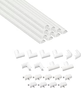 D-Line Nascondi Cavi, Canaline Elettrich, Canaline Per Impianti Elettrici, Canalina Passacavi TV, Canalina Coprifili - 10 x 40cm Lunghezza Per Pacco - 20x10mm - Bianco