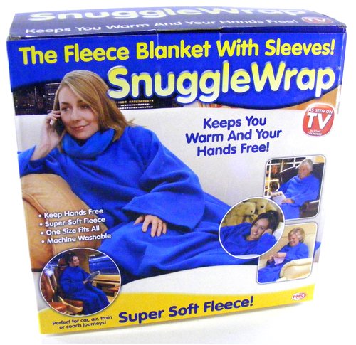 Adult snuggle wrap blanket with sleeves (Blue)
