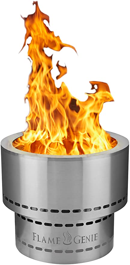 HY-C FG-19-SS Flame Genie Portable Inferno Rust Proof Wood Pellet Fire Pit, USA Made, 19" Diameter, Stainless Steel