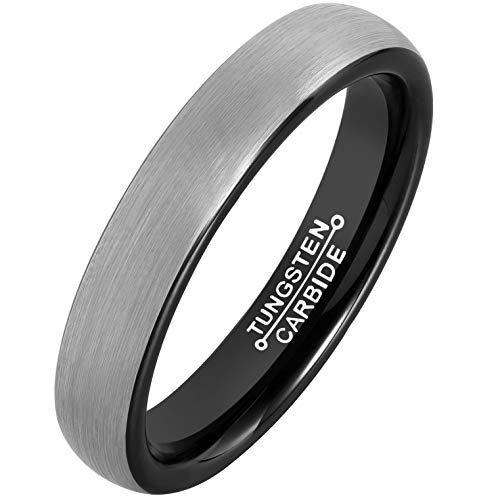 MNH Tungsten Rings For Men Carbide Black Plated Women Wedding Engagement Band Comfort Fit Matte Finish