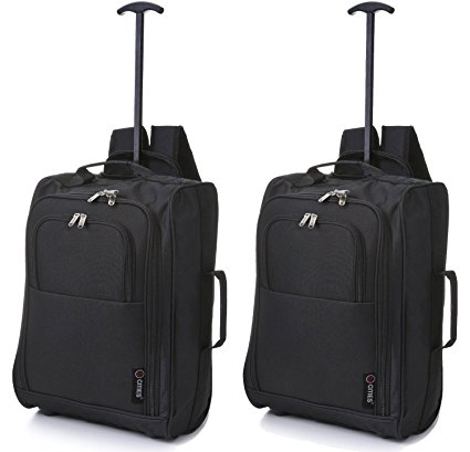 5 Cities Set of 2 Cabin Approved Multi-use Carry On Flight Bags/Luggage Trolley Bag Backpacks