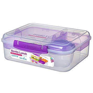 Sistema Bento Lunch Box to Go with Fruit/Yogurt Pot, 1.65 L - Assorted Colours