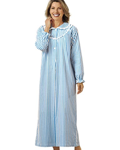 National Striped Flannel Nightgown- Misses Long