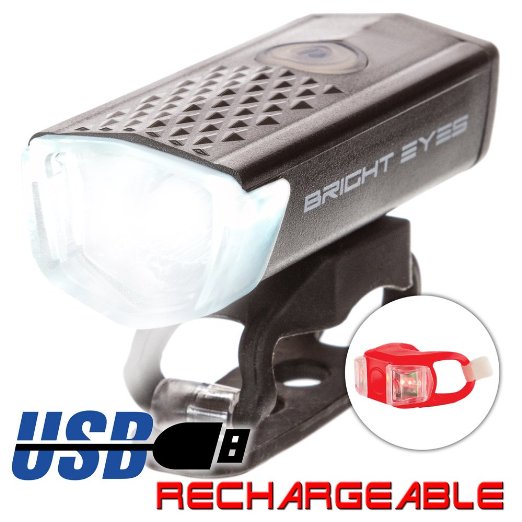 Bright Eyes 300 Lumen USB Rechargeable Micro Bike Light and Taillight - Reliable Bicycle Headlight